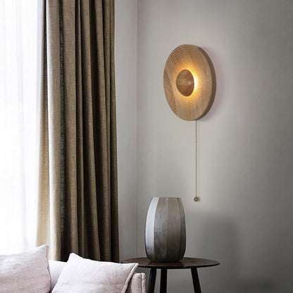 Birchwood Natural Wood Plate LED Wall Light