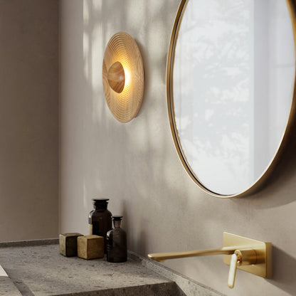 Birchwood Natural Wood Plate LED Wall Light