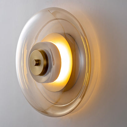 Anthé Circular Dish Glass Wall Light Sconce