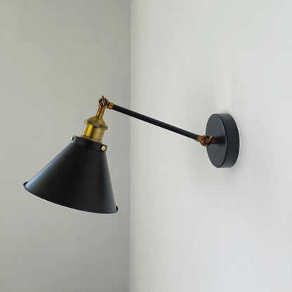Black Cone Shade Wall Light Sconce (short arm)