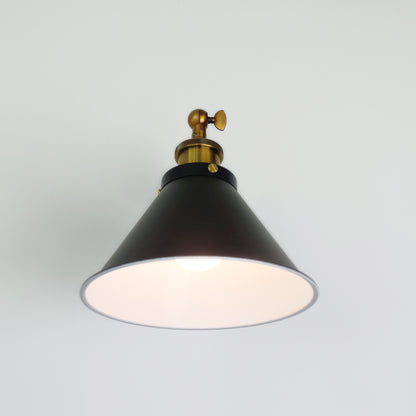Black Cone Shade Wall Light Sconce (short arm)