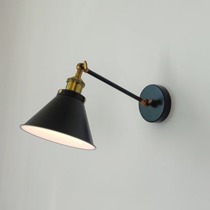 Black Cone Shade Wall Light Sconce (short arm)