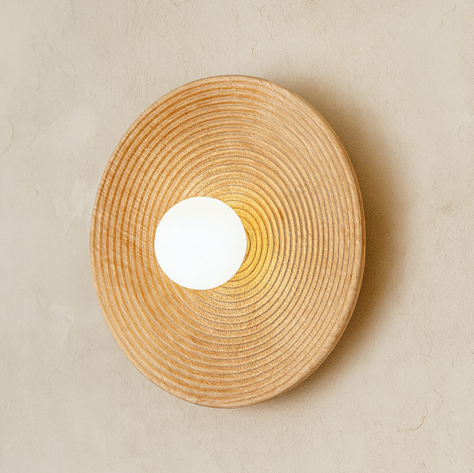 Longleaf Natural Wooden Plate Wall Light