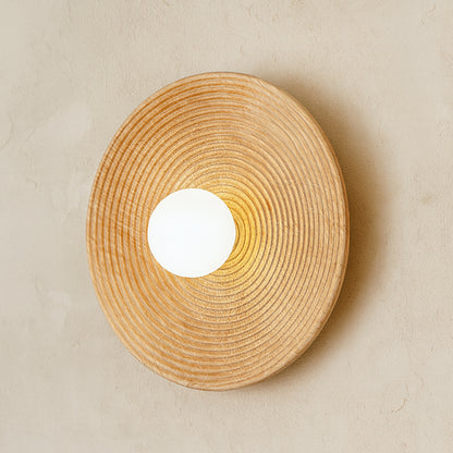 Longleaf Natural Wooden Plate Wall Light