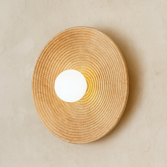 Longleaf Natural Wooden Plate Wall Light