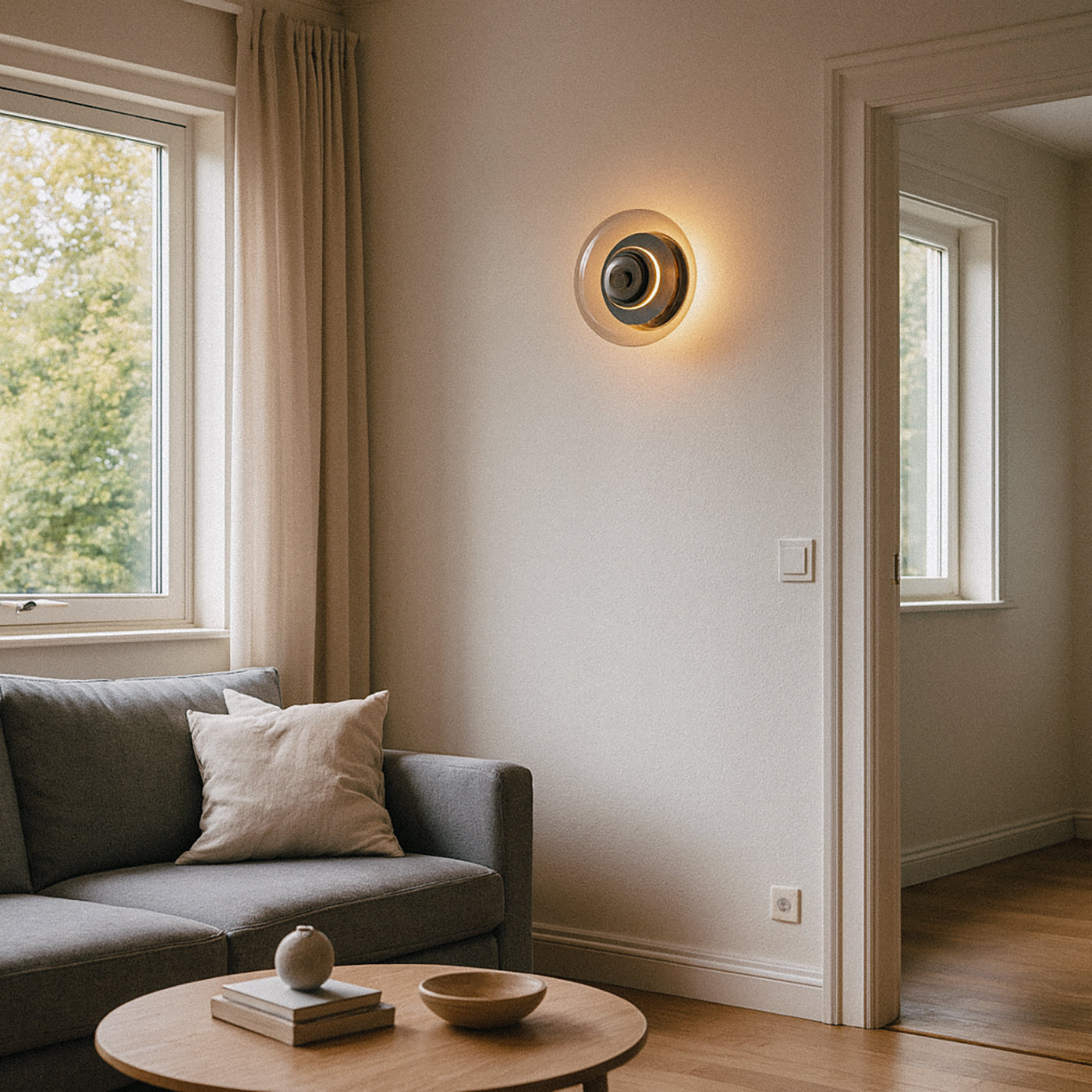 Anthé Circular Dish Glass Wall Light Sconce