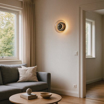 Anthé Circular Dish Glass Wall Light Sconce