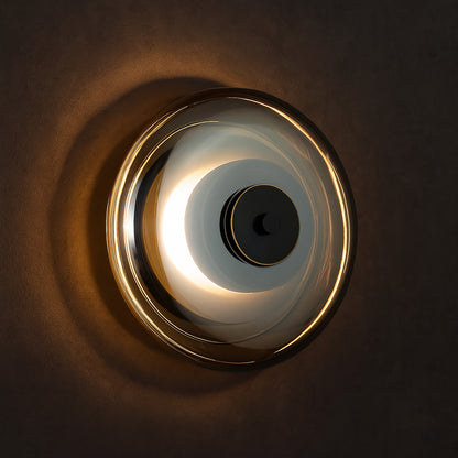 Anthé Circular Dish Glass Wall Light Sconce