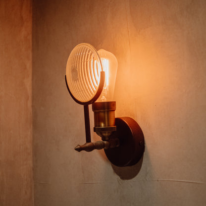Huberman Fresnel Lens Brass Fitting Wall Light