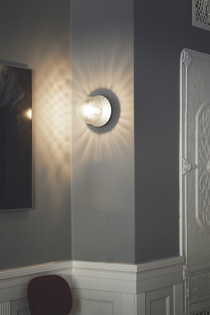 Rund Art Deco Glimmer Glass Wall Light / Ceiling Light