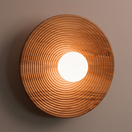 Longleaf Walnut Brown Wooden Plate Wall Light