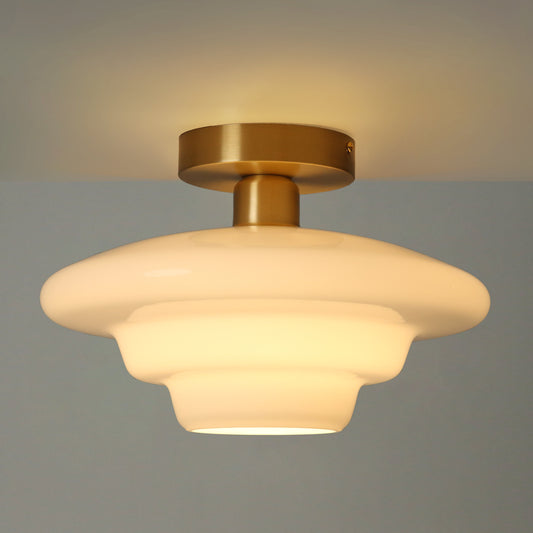 Miller Art Deco Milk Glass Fixed Ceiling Light