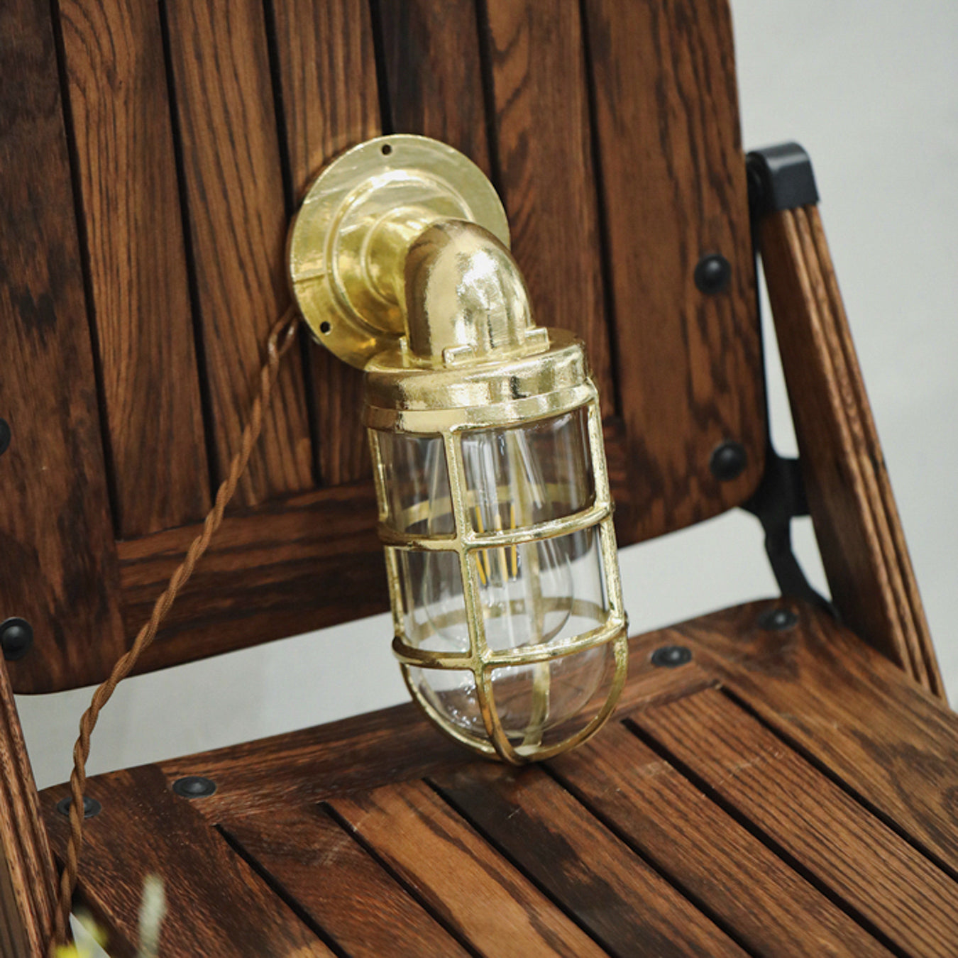 Nautilus Beacon Brass Cage Outdoor Wall Sconce : Tudo&Co