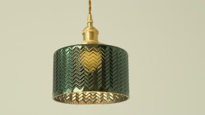 Emerald Fluted Dome Glass With Brass Fitting Art Deco Pendant Light