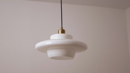 Miller Art Deco Milk Glass Pendant Light