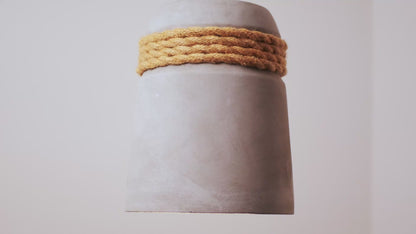 Concrete Cord wrapped Monolith Minimalist Pendant Light