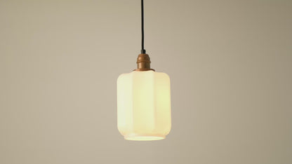 Art Deco Clarice Milk Glass Shade Brass Pendant Light