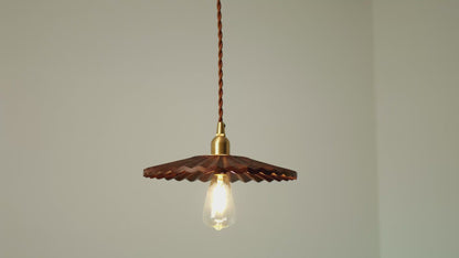 Caffeine fluted walnut wooden shade pendant light