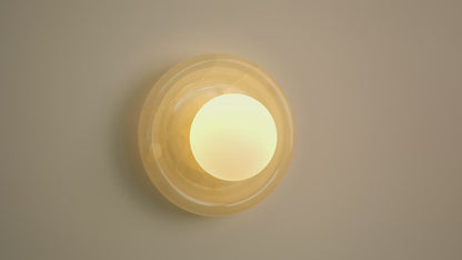 Nara Alabaster cloud stone bubble plate wall Light / sconce