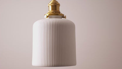 Sjöborre Art Deco White Glass Shade Brass Fitting Pendant Light