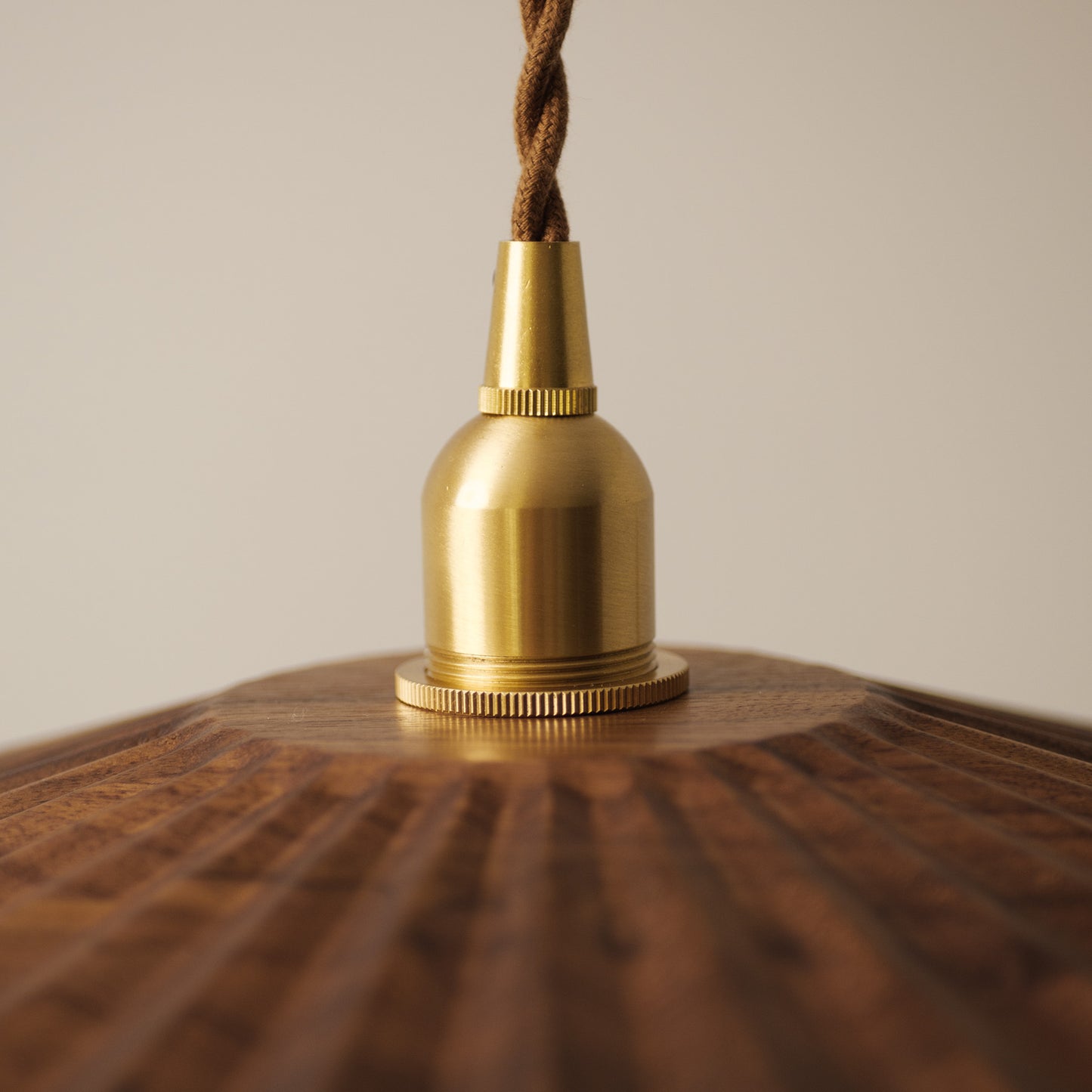 Caffeine fluted walnut wooden shade pendant light