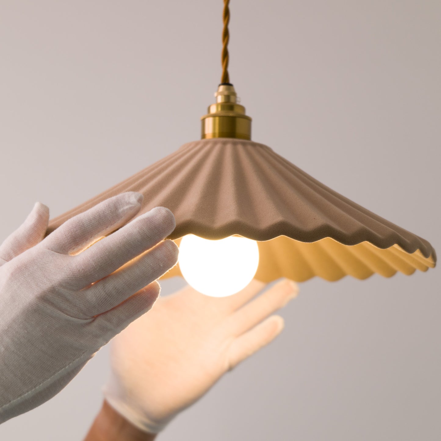 Clay Porcelain Fluted ceramic pendant light