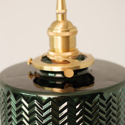 Emerald Fluted Dome Glass With Brass Fitting Art Deco Pendant Light