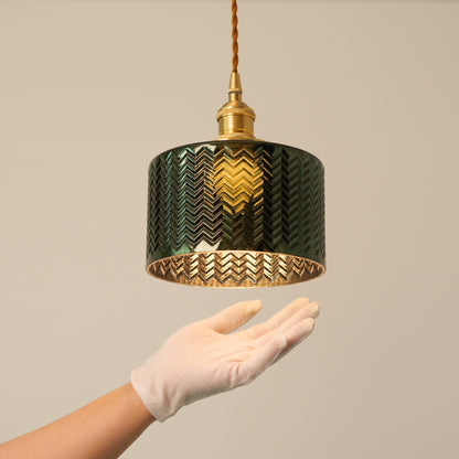 Emerald Fluted Dome Glass With Brass Fitting Art Deco Pendant Light