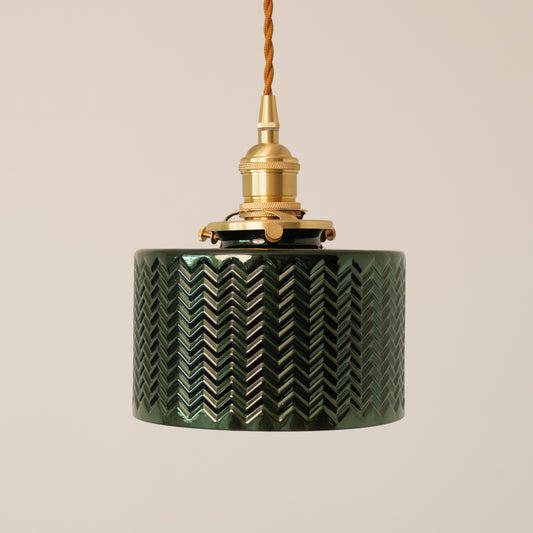 Emerald Fluted Dome Glass With Brass Fitting Art Deco Pendant Light