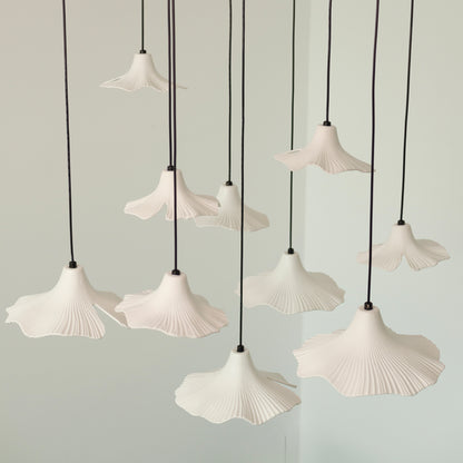 Sculptural Porcelain Ginkgo Leaf Wabi-sabi Pendant Light Chandelier