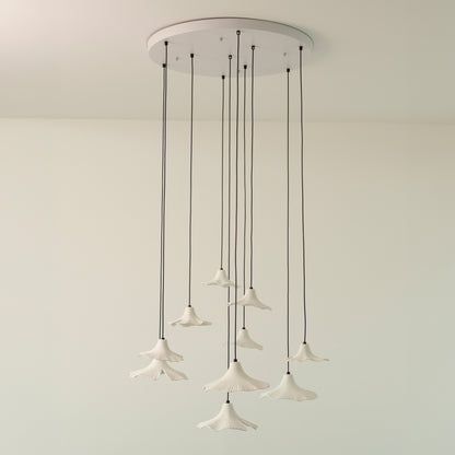 Sculptural Porcelain Ginkgo Leaf Wabi-sabi Pendant Light Chandelier