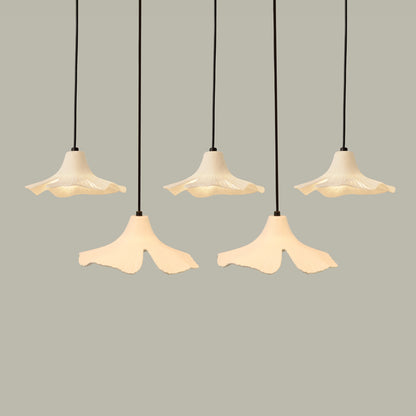 Sculptural Porcelain Ginkgo Leaf Wabi-sabi Pendant Light Chandelier