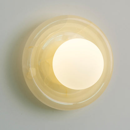 Nara Alabaster cloud stone bubble plate wall Light / sconce