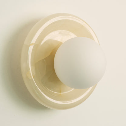 Nara Alabaster cloud stone bubble plate wall Light / sconce