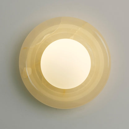Nara Alabaster cloud stone bubble plate wall Light / sconce