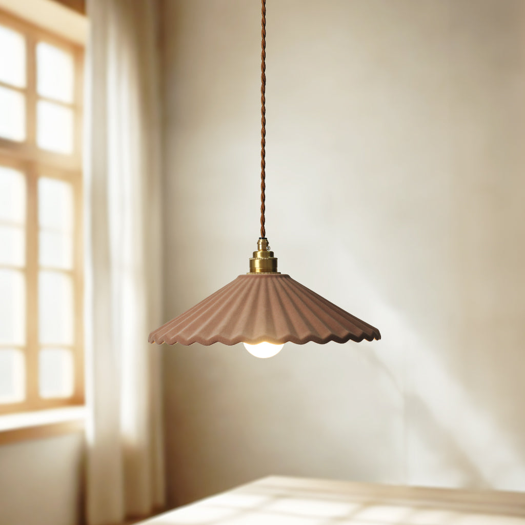 Clay Porcelain Fluted Pendant Light