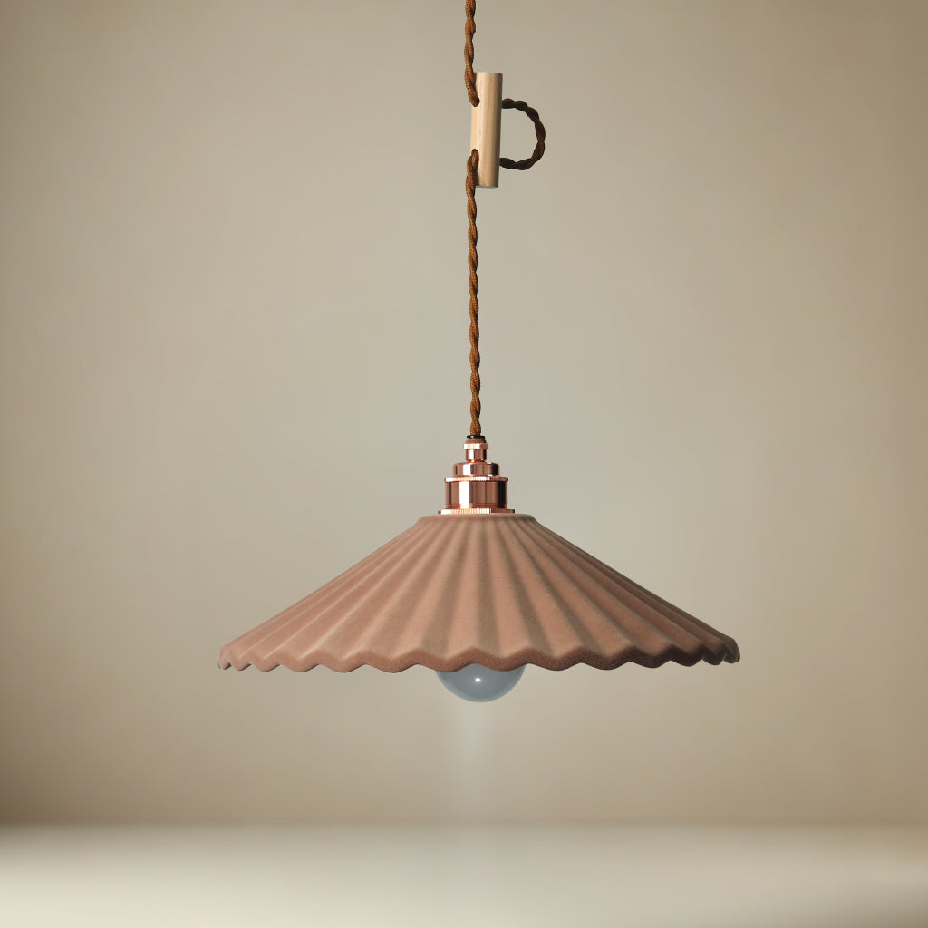 Clay Porcelain Fluted Pendant Light