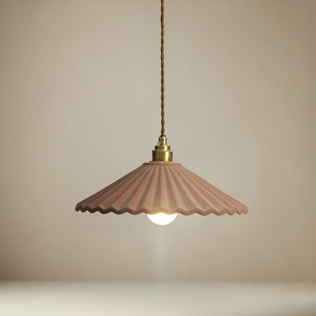 Clay Porcelain Fluted ceramic pendant light