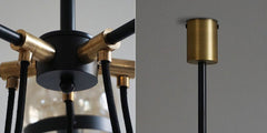 Dexter Glass Orb Brass 5 Bulb Art Deco Mid Century Pendant Light