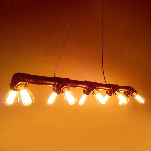 Water Iron Water Pipe Light Turned Pendant Light with 10 Bulbs