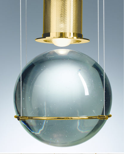 Opal round glass suspended sphere midcentury pendant Light details
