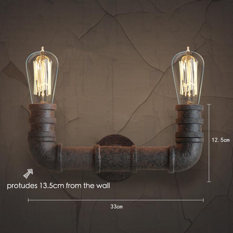Duo Water Pipe Wall Light Sconce - measurements