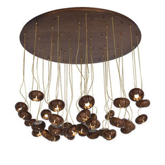 Wooden Petal Round Cluster Pendant Light