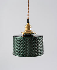 Emerald Fluted Dome Glass With Brass Fitting Art Deco Pendant Light