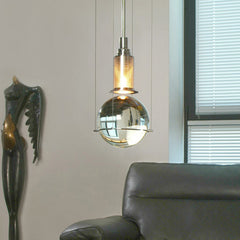 Opal round glass suspended sphere midcentury pendant Light product image