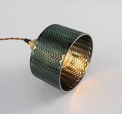 Emerald Fluted Dome Glass With Brass Fitting Art Deco Pendant Light