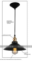 Simple Black Metal Shade Industrial Loft Pendant Light measurements
