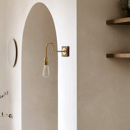 Ogilvy brushed brass & wood wall light