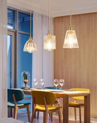 Betty Glass Shade Brass Fitting Art Deco Pendant Light