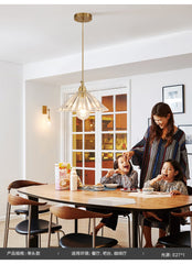 Betty Glass Shade Brass Fitting Art Deco Pendant Light
